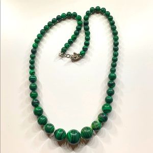 Malachite gemstone round bead green necklace